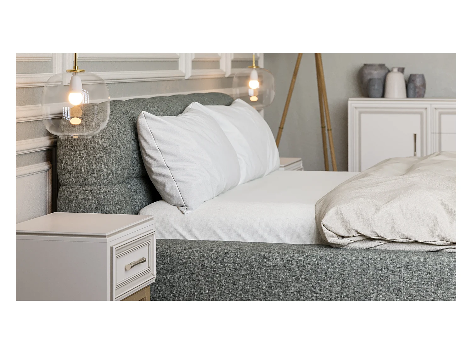 SIBLO Lit ado moderne Zelda 180x200 cm Ivoire