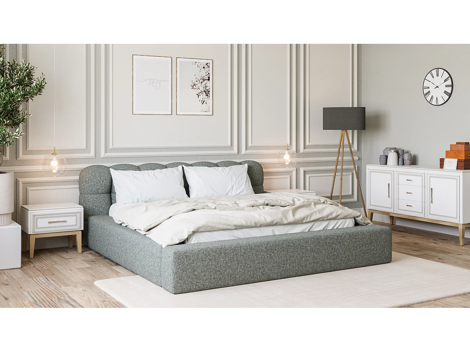 SIBLO Lit ado moderne Zelda 180x200 cm Ivoire