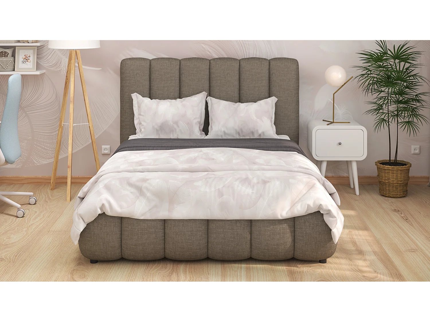 SIBLO Lit ado moderne Rico 160x200 cm Ivoire