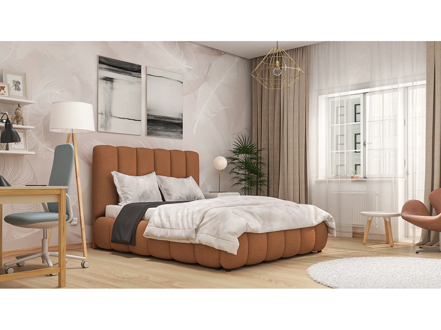 SIBLO Lit ado moderne Rico 180x200 cm Brun