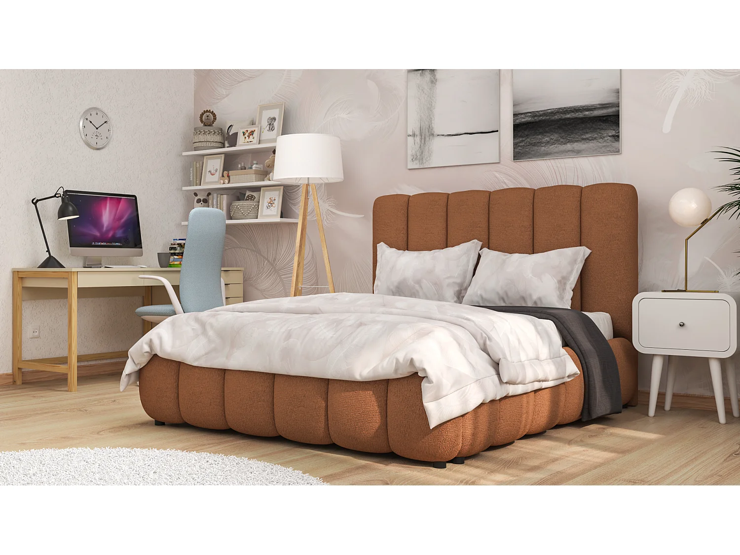 SIBLO Lit ado moderne Rico 180x200 cm Brun