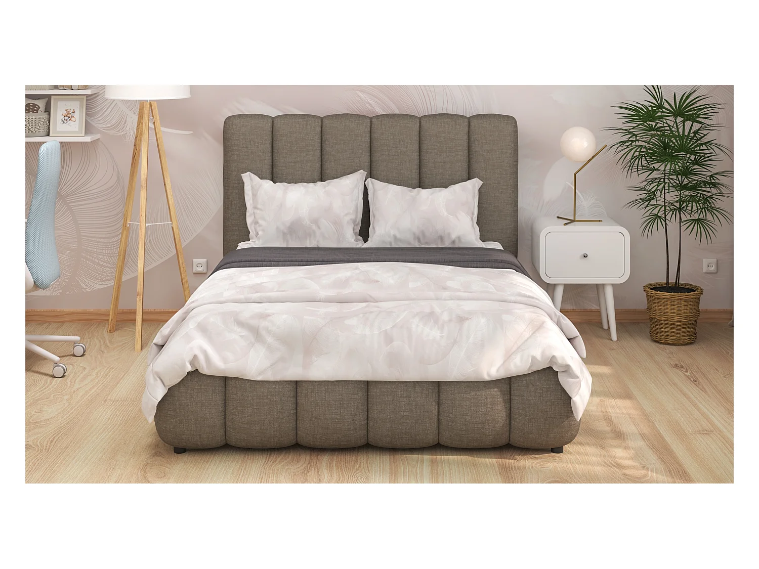 SIBLO Lit ado moderne Rico 140x200 cm Ivoire