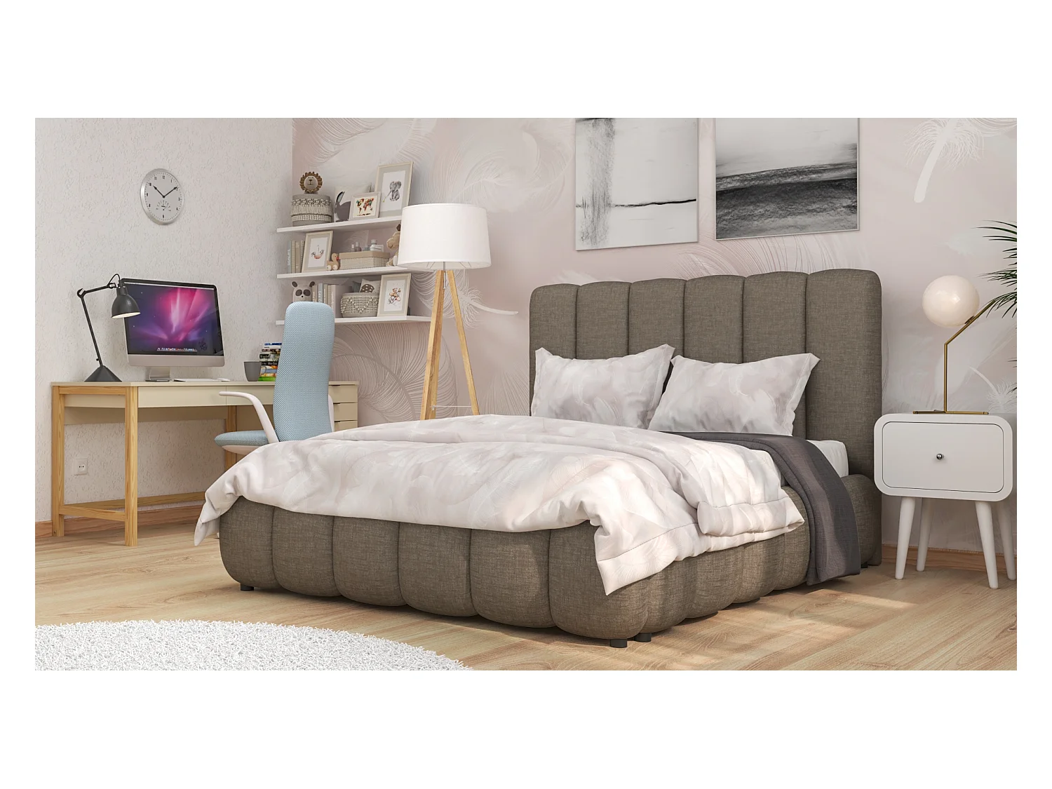 SIBLO Lit ado moderne Rico 140x200 cm Ivoire