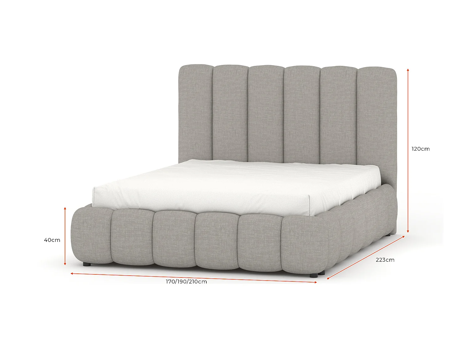 SIBLO Lit ado moderne Rico 140x200 cm Ivoire