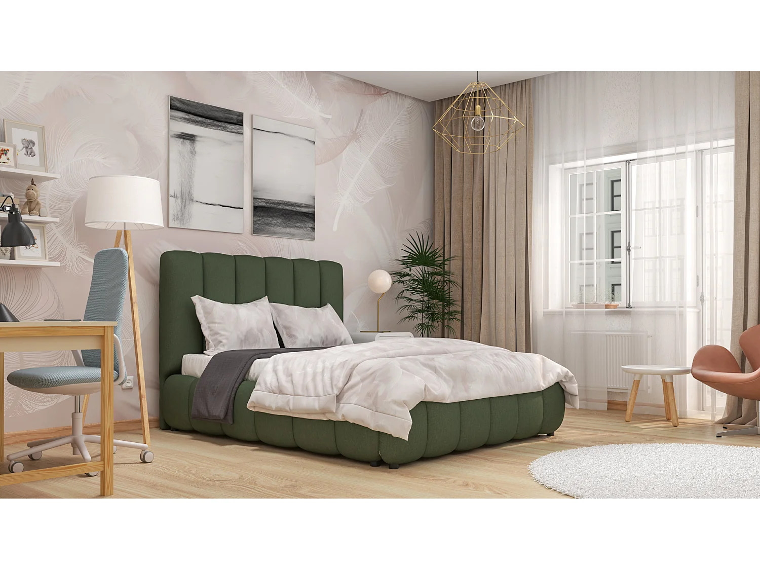 SIBLO Lit ado moderne Rico 160x200 cm Vert