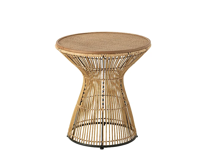 Table d'Appoint Design en Bambou "Rainures" 63cm Naturel