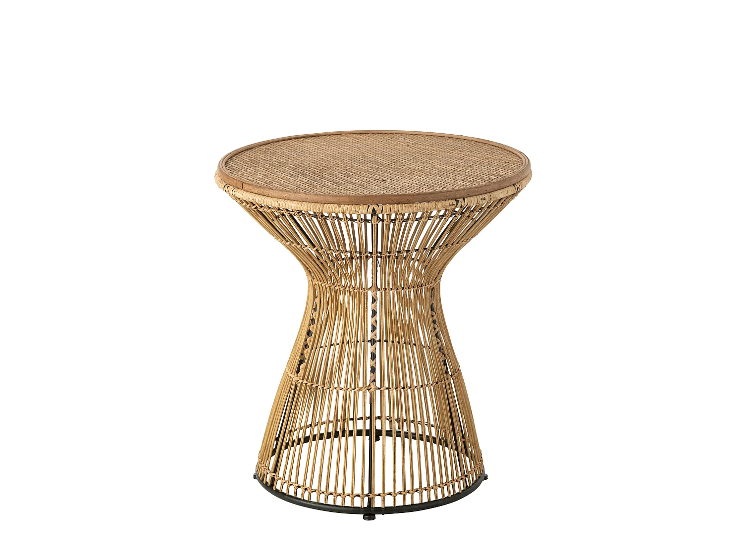 Table d'Appoint Design en Bambou "Rainures" 63cm Naturel