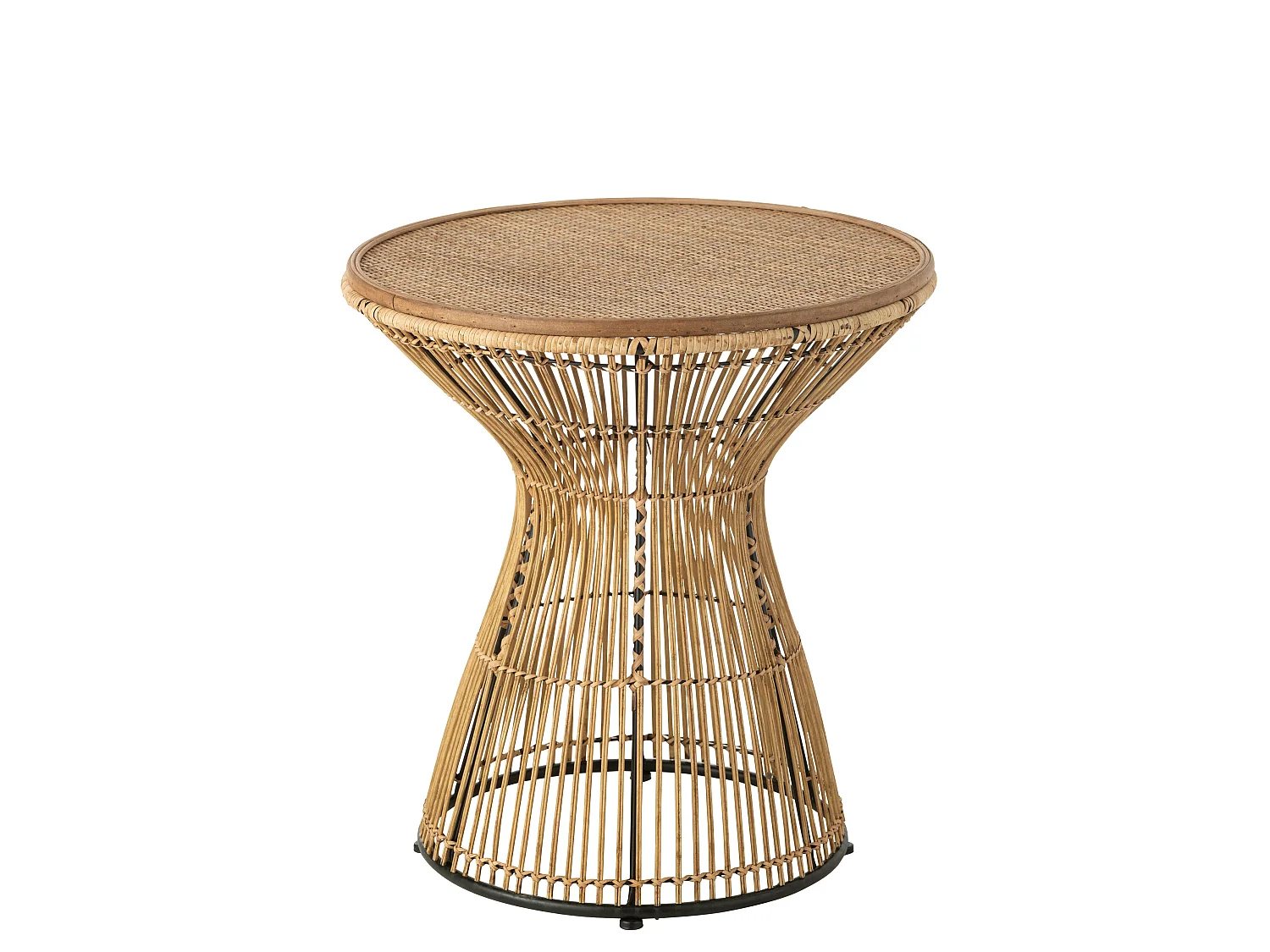 Table d'Appoint Design en Bambou "Rainures" 63cm Naturel