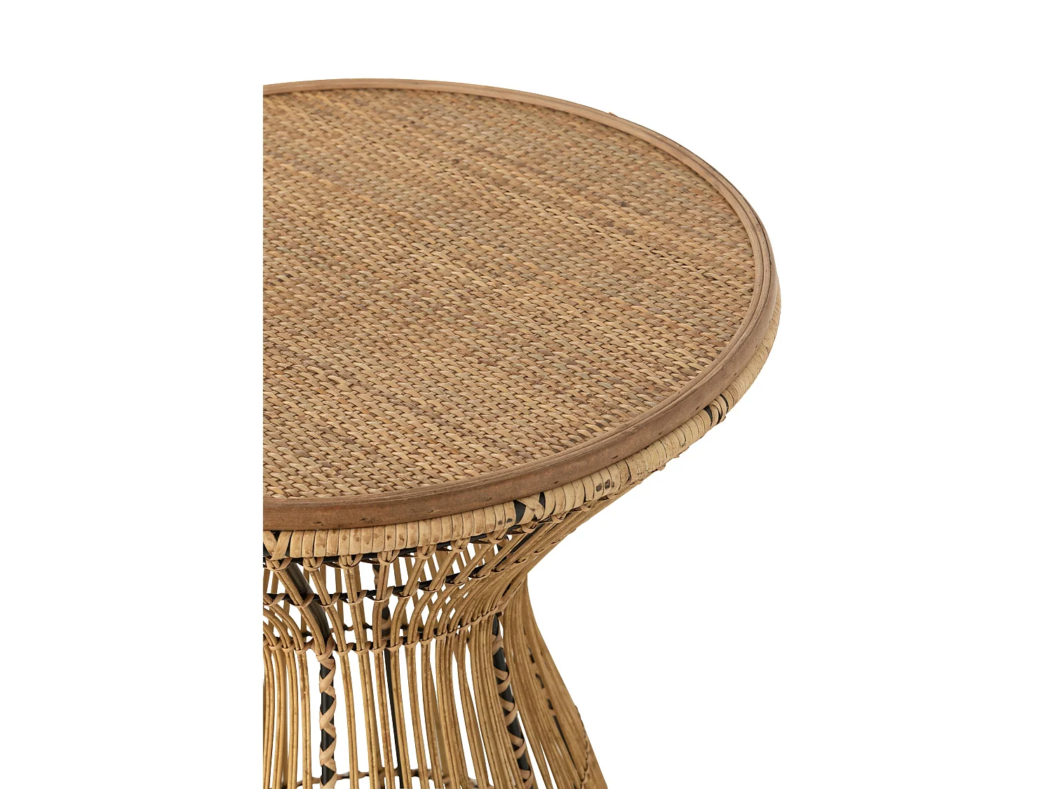 Table d'Appoint Design en Bambou "Rainures" 63cm Naturel