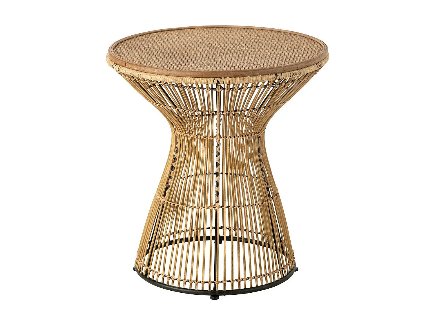 Table d'Appoint Design en Bambou "Rainures" 63cm Naturel