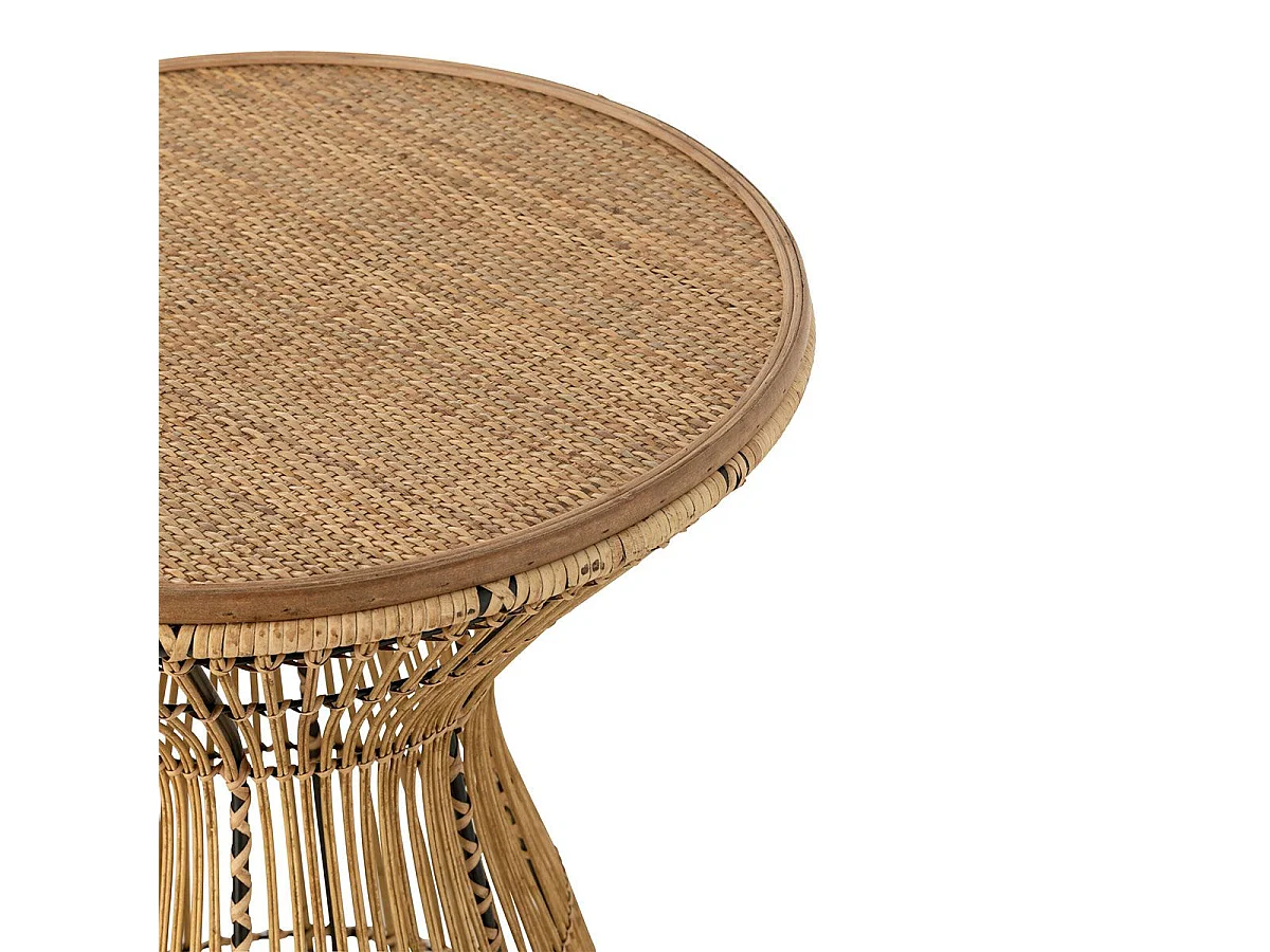 Table d'Appoint Design en Bambou "Rainures" 63cm Naturel