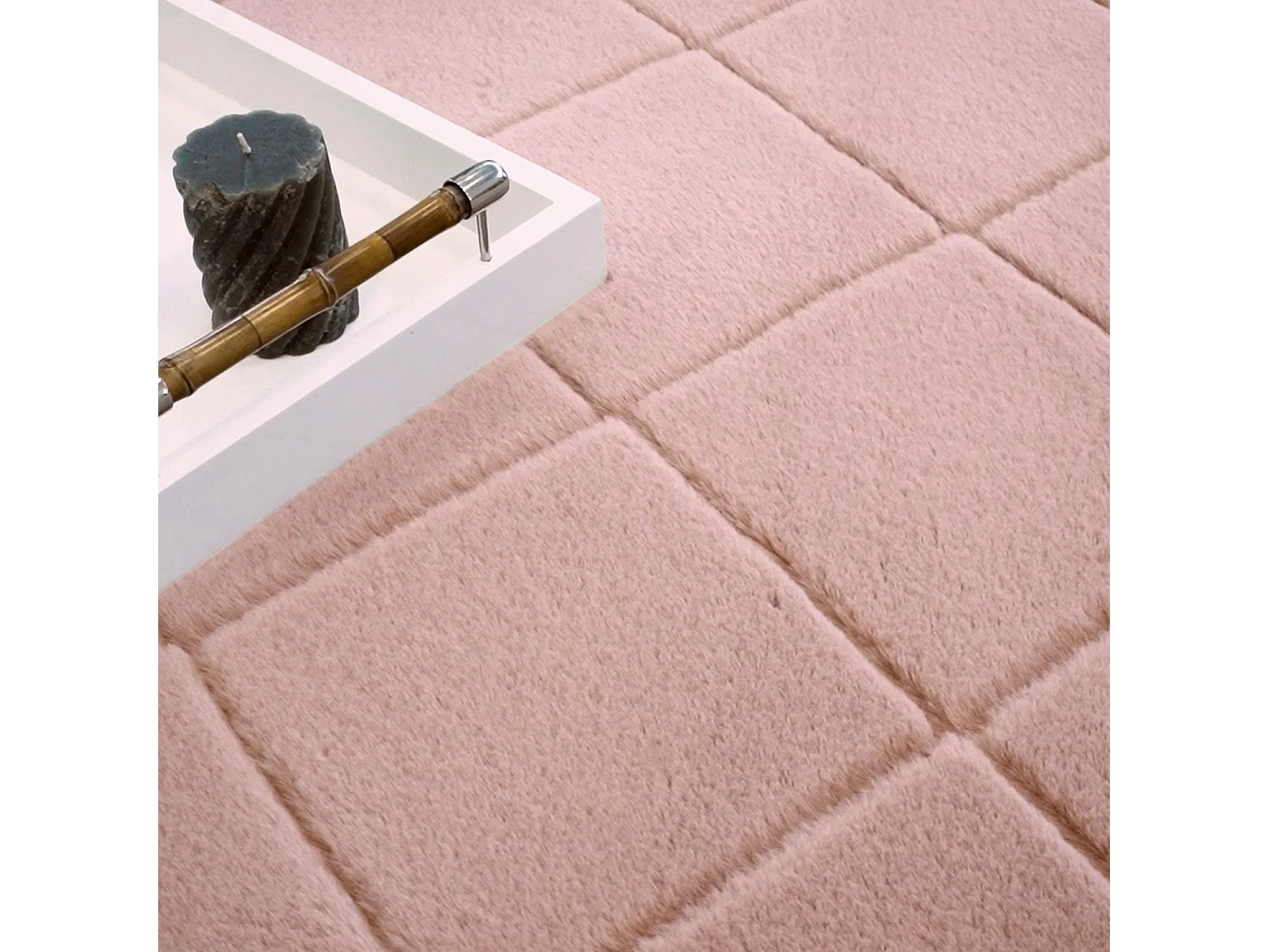 Tapis Super Soft à motif 3D losanges Rose poudré 120x170cm