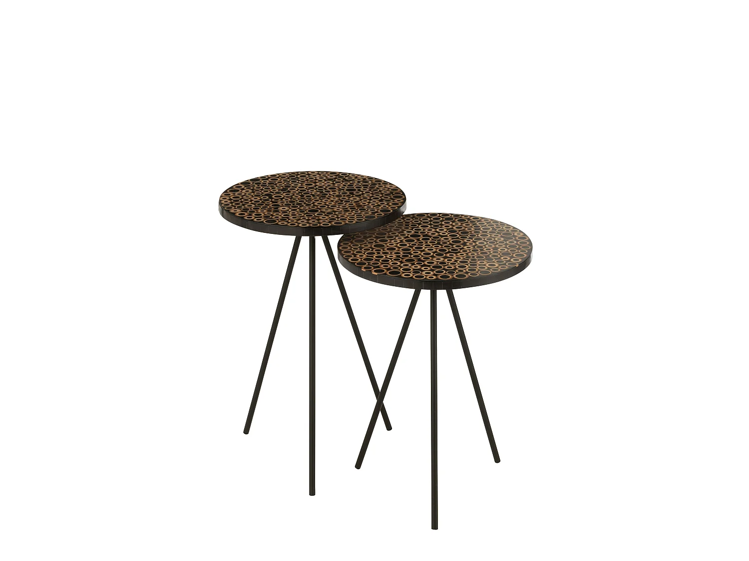 Lot de 2 Tables Gigognes "Cercles" 58cm Marron