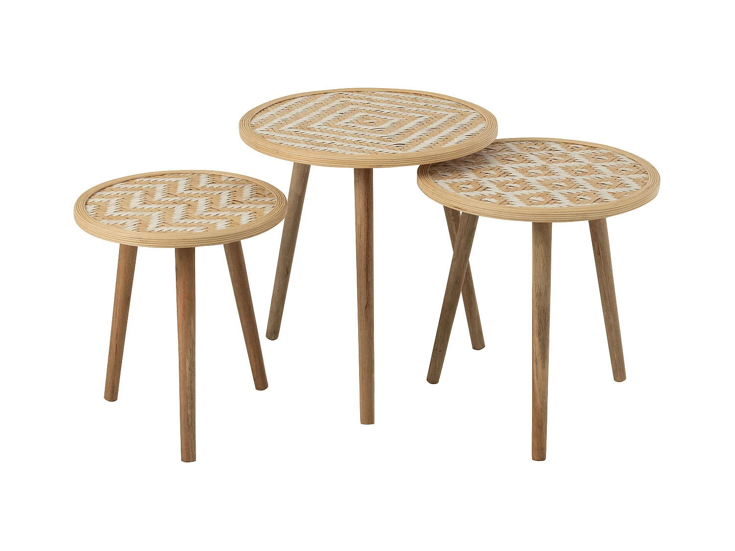 Lot de 3 Tables d'Appoint Gigognes "Baudoin" 55cm Naturel