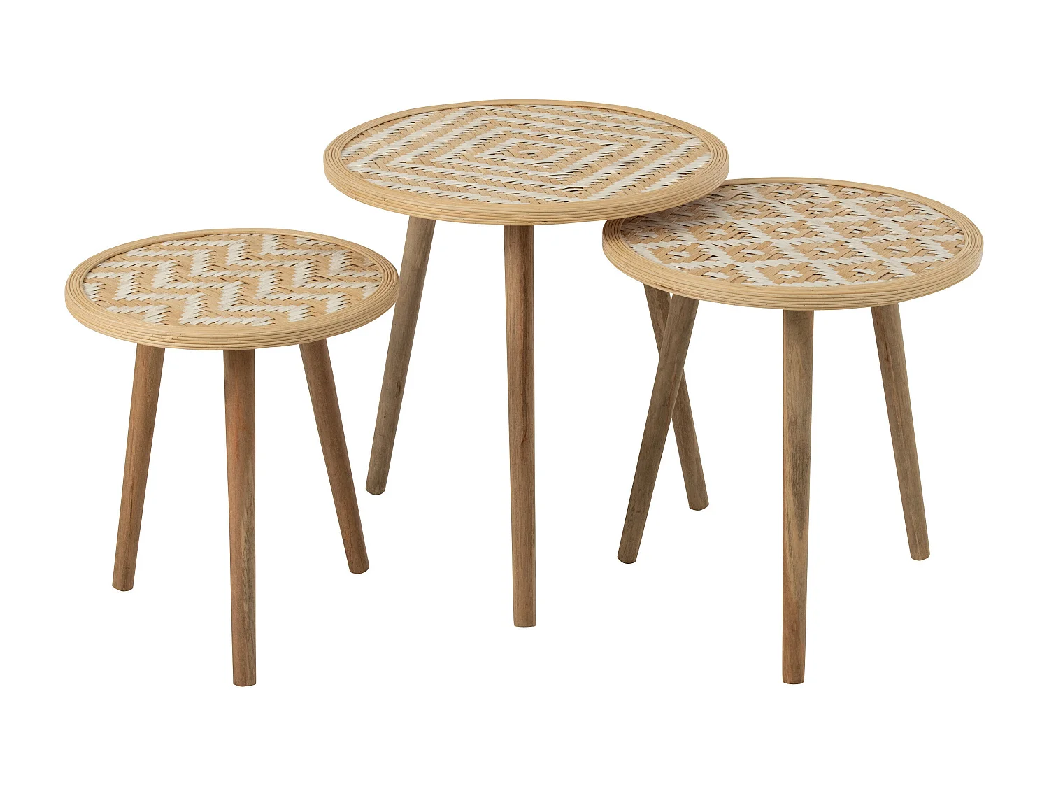 Lot de 3 Tables d'Appoint Gigognes "Baudoin" 55cm Naturel