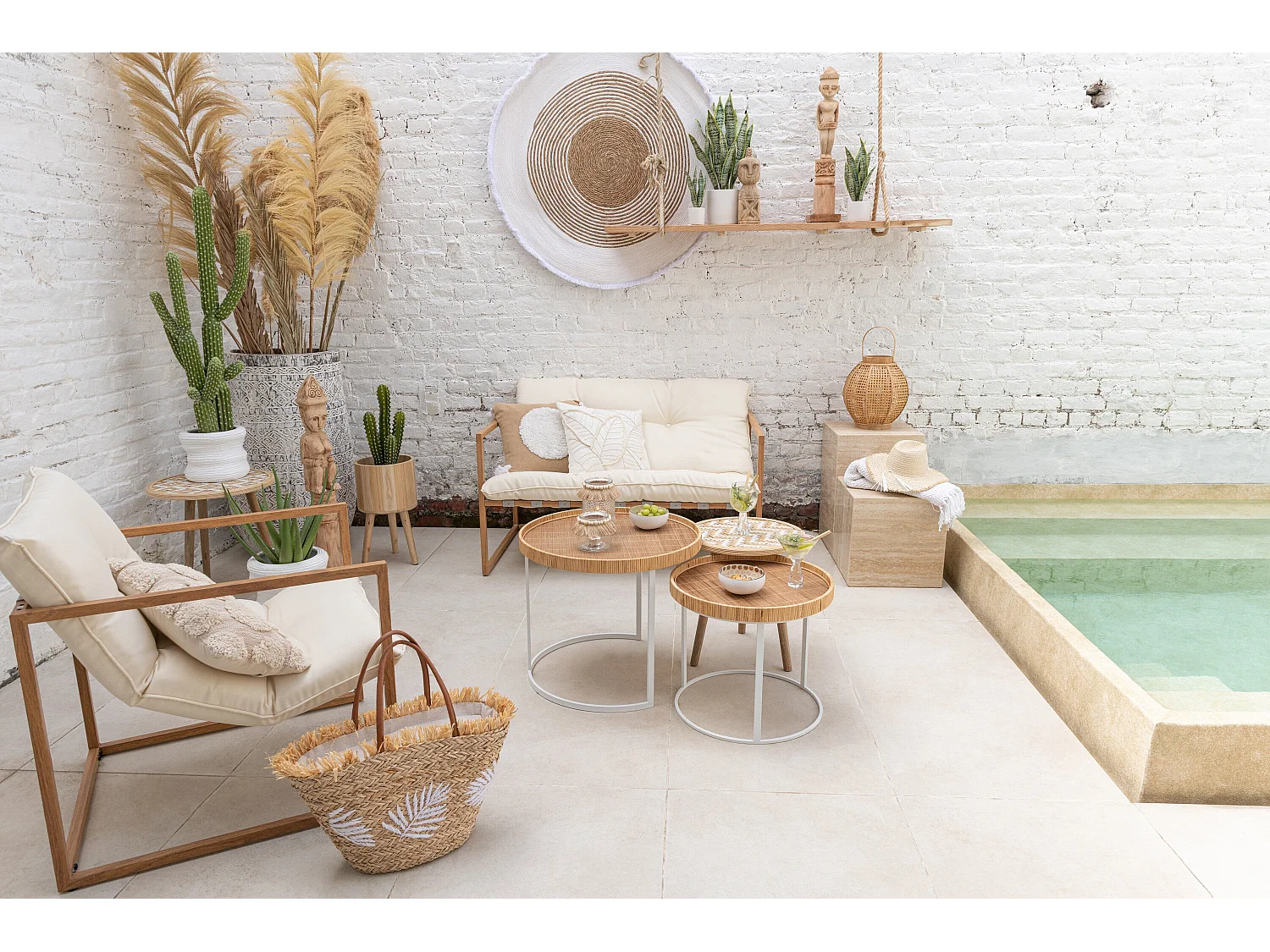 Lot de 3 Tables d'Appoint Gigognes "Baudoin" 55cm Naturel