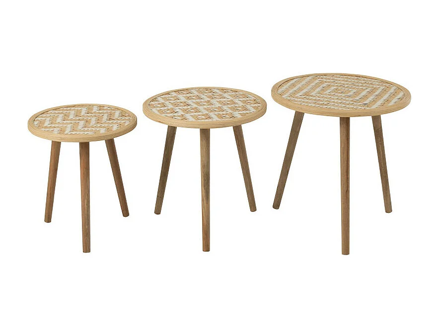 Lot de 3 Tables d'Appoint Gigognes "Baudoin" 55cm Naturel