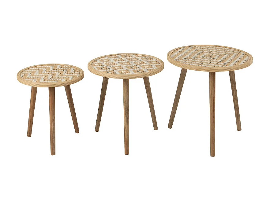 Lot de 3 Tables d'Appoint Gigognes "Baudoin" 55cm Naturel