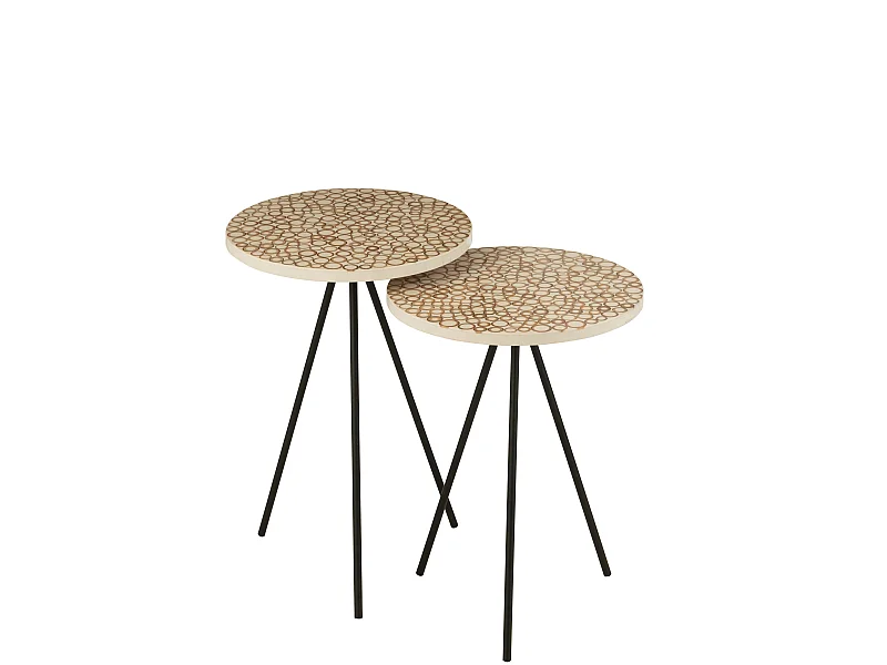 Lot de 2 Tables Gigognes "Cercles" 58cm Crème