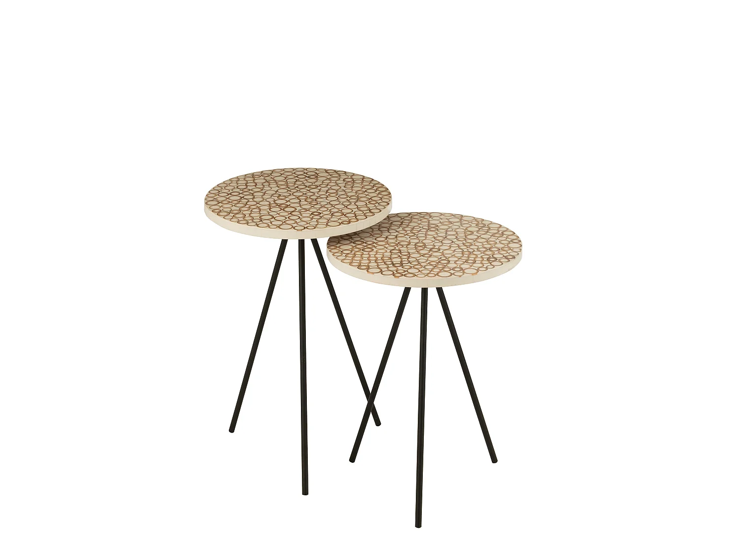 Lot de 2 Tables Gigognes "Cercles" 58cm Crème