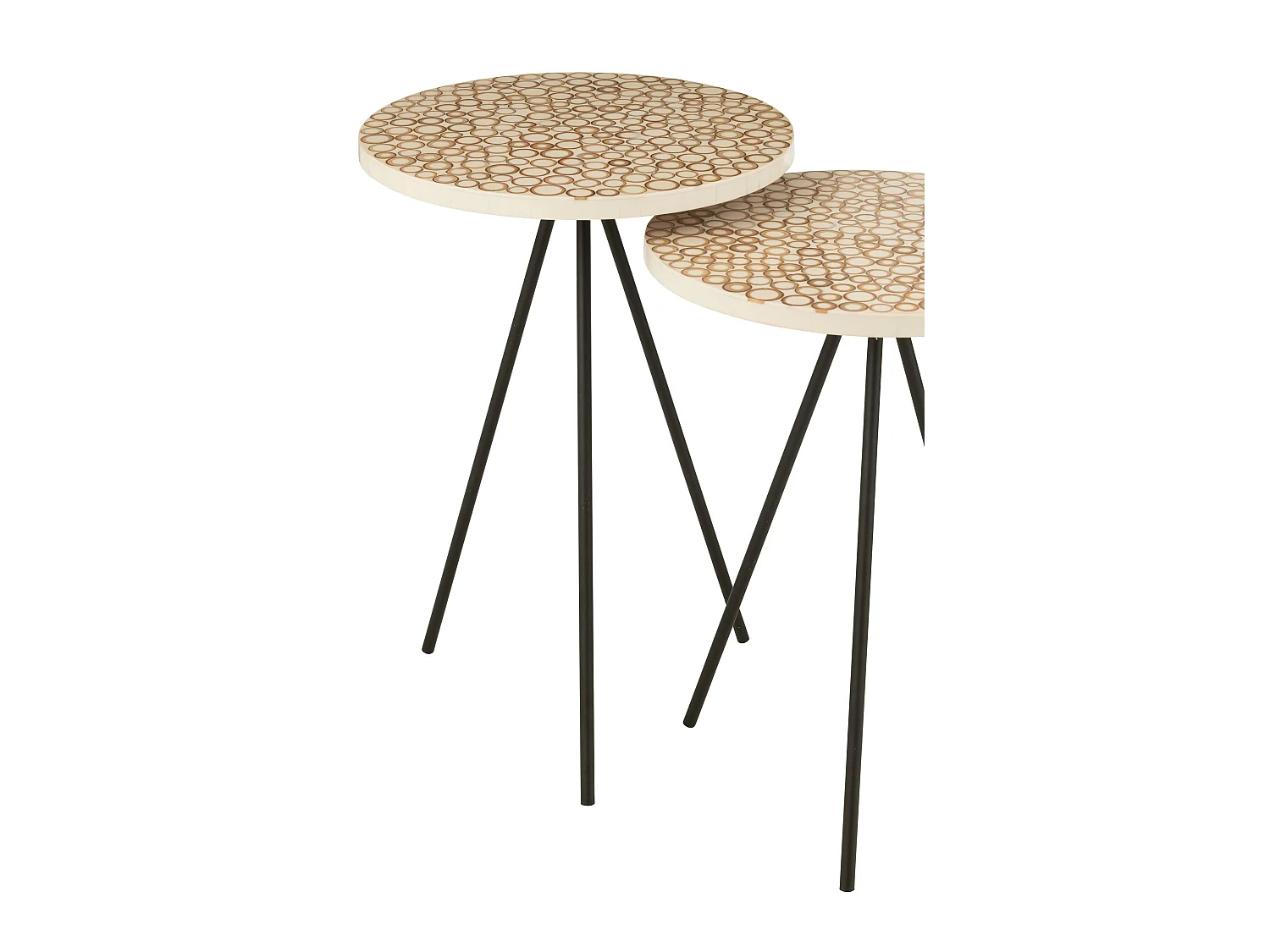 Lot de 2 Tables Gigognes "Cercles" 58cm Crème