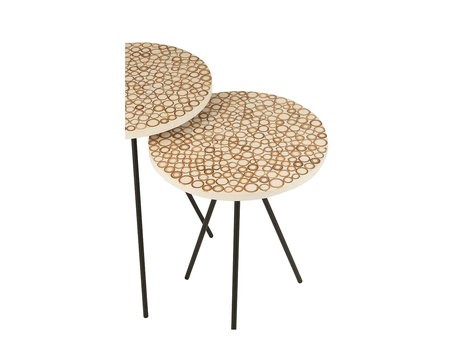 Lot de 2 Tables Gigognes "Cercles" 58cm Crème