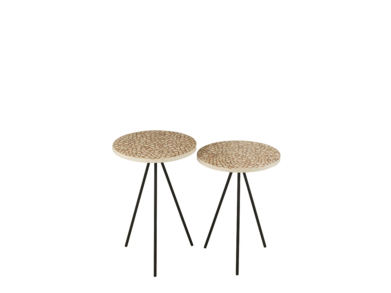 Lot de 2 Tables Gigognes "Cercles" 58cm Crème