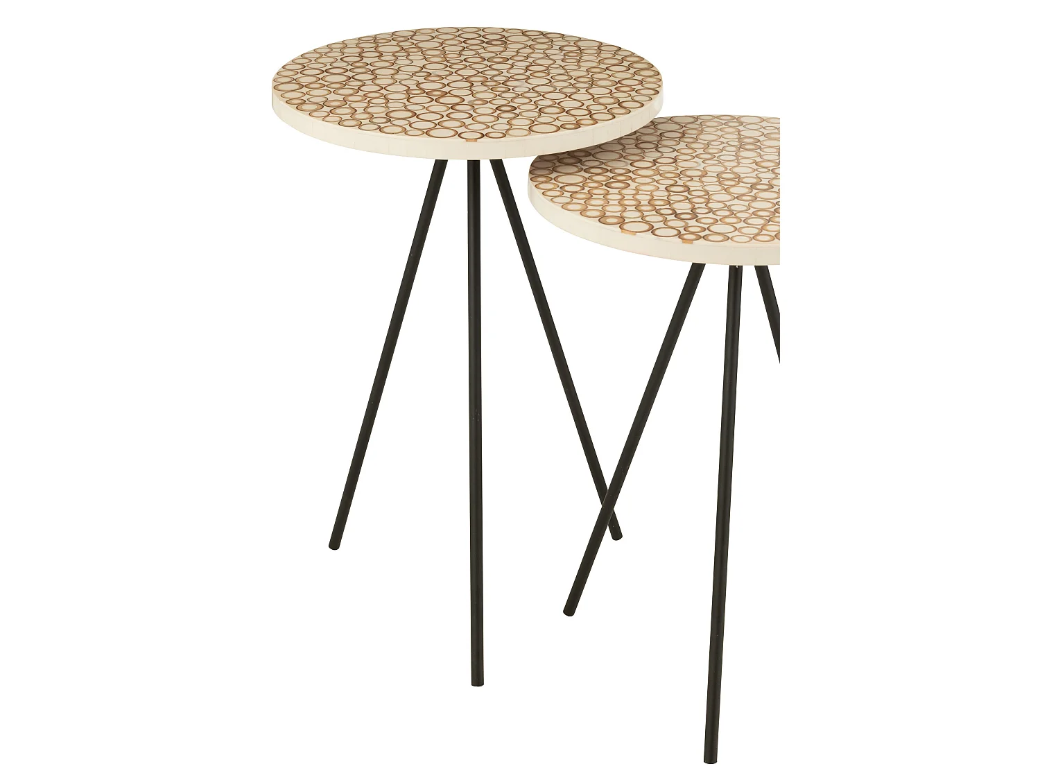 Lot de 2 Tables Gigognes "Cercles" 58cm Crème