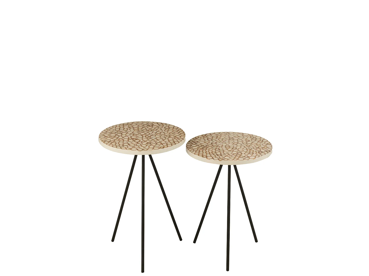 Lot de 2 Tables Gigognes "Cercles" 58cm Crème