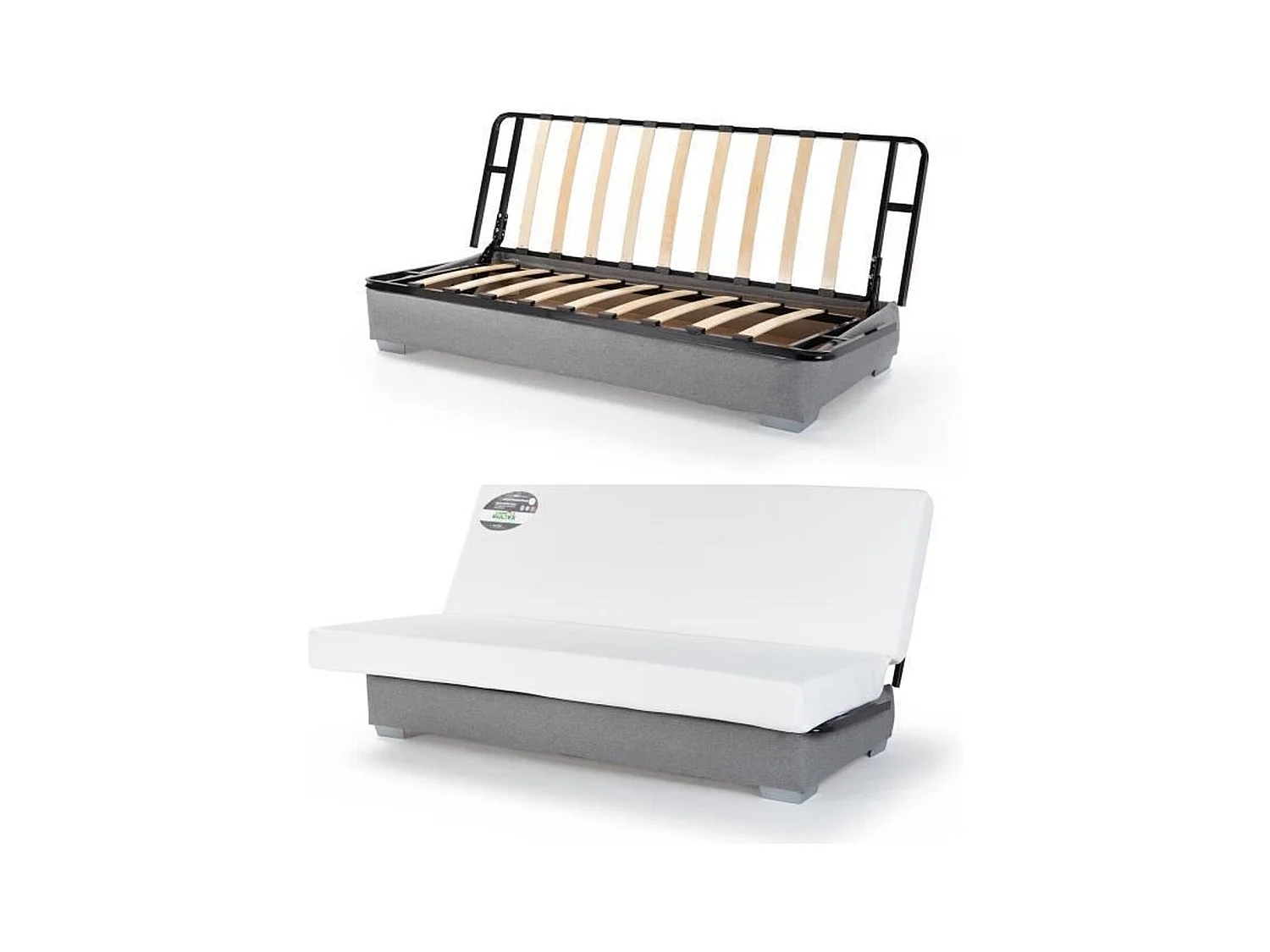 Sofá cama clic clac BULTEX Gris - Convertible 3 plazas - Tela y terciopelo - Sin almacenamiento