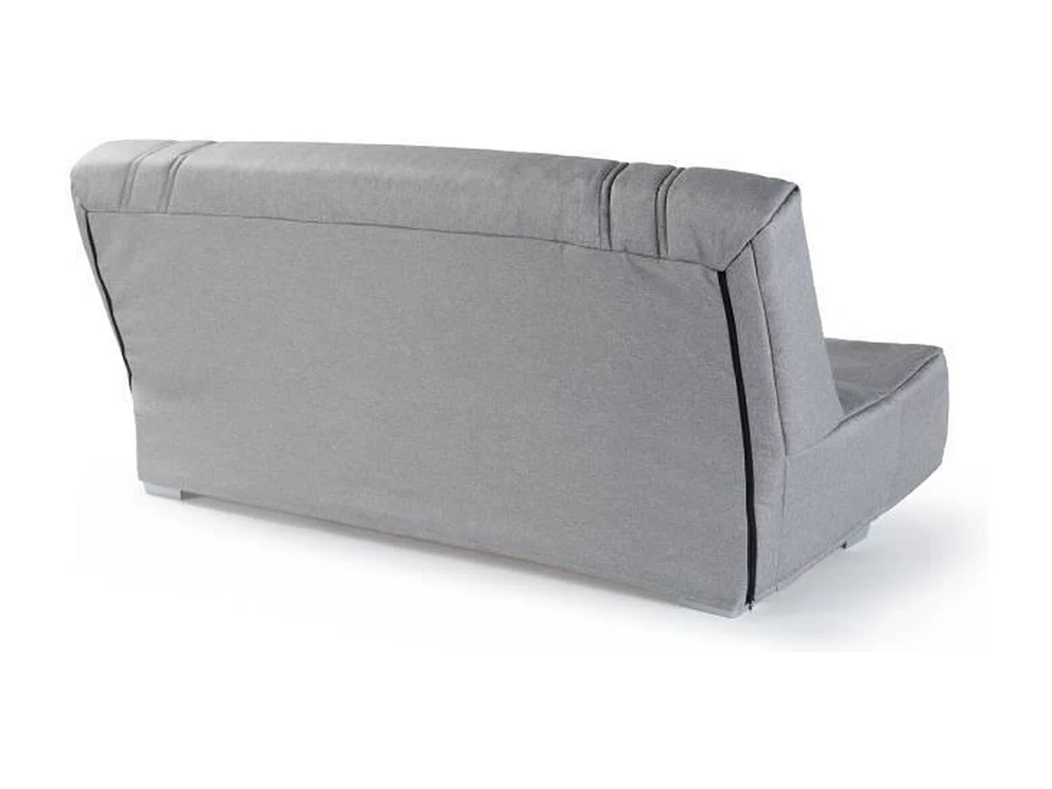 Banquette clic clac BULTEX - Tissu Gris + Coussins déco rose - L193 x P95 x H101cm - BELYNDA