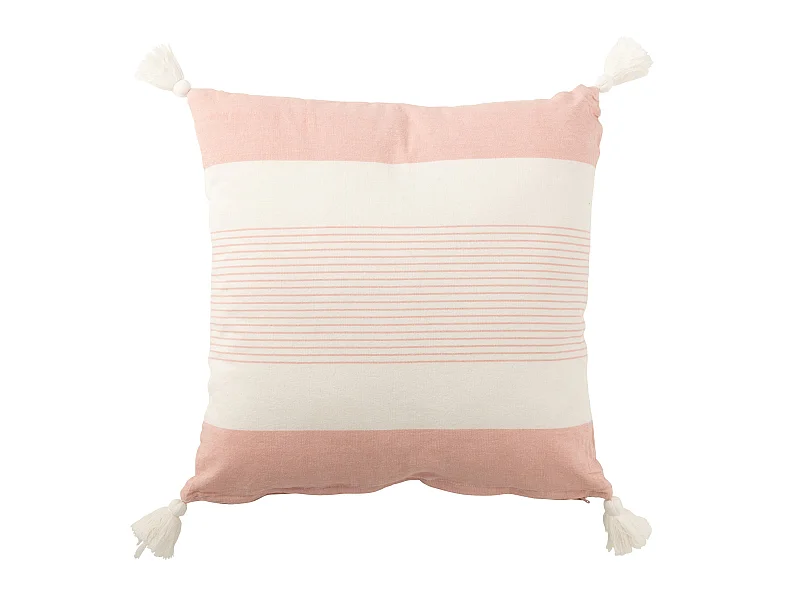 Coussin Déco "Mik" 50x50cm Blanc & Rose