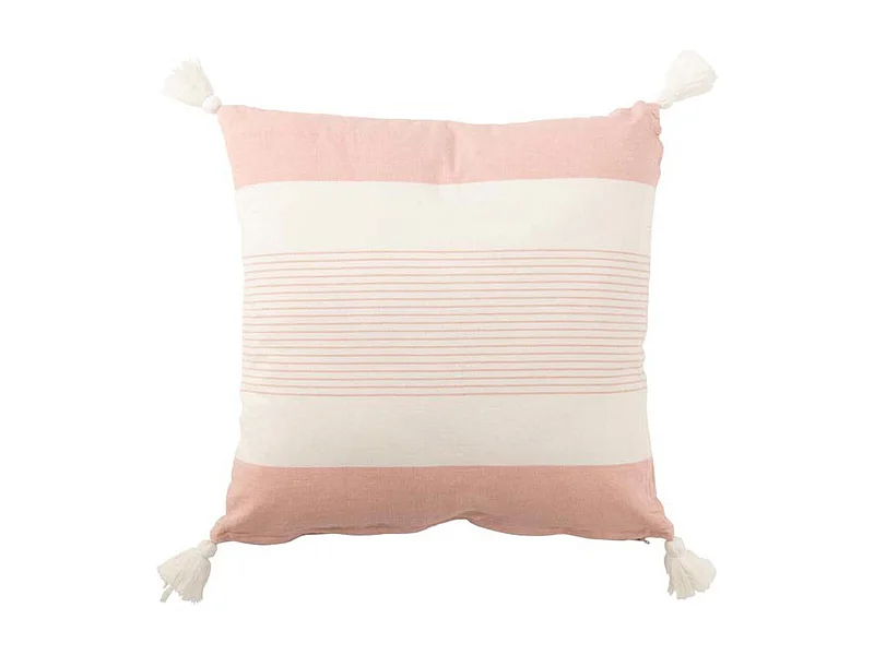 Coussin Déco "Mik" 50x50cm Blanc & Rose