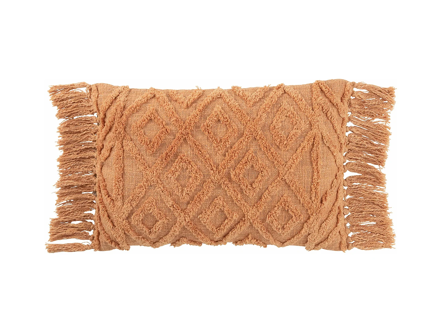 Coussin floches coton corail long 40x60x10cm
