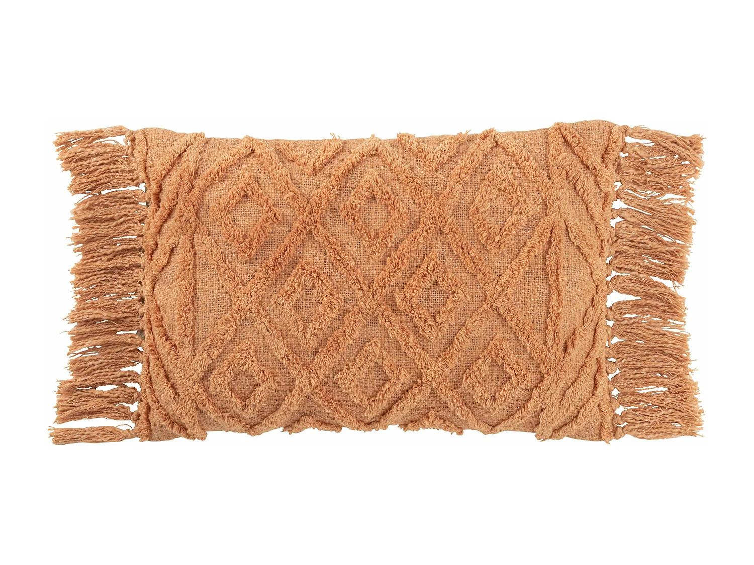 Coussin Déco Pompons "Amalia" 40x78cm Corail