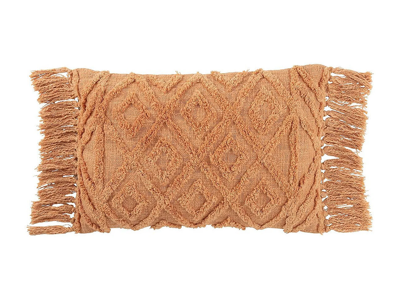 Coussin Déco Pompons "Amalia" 40x78cm Corail