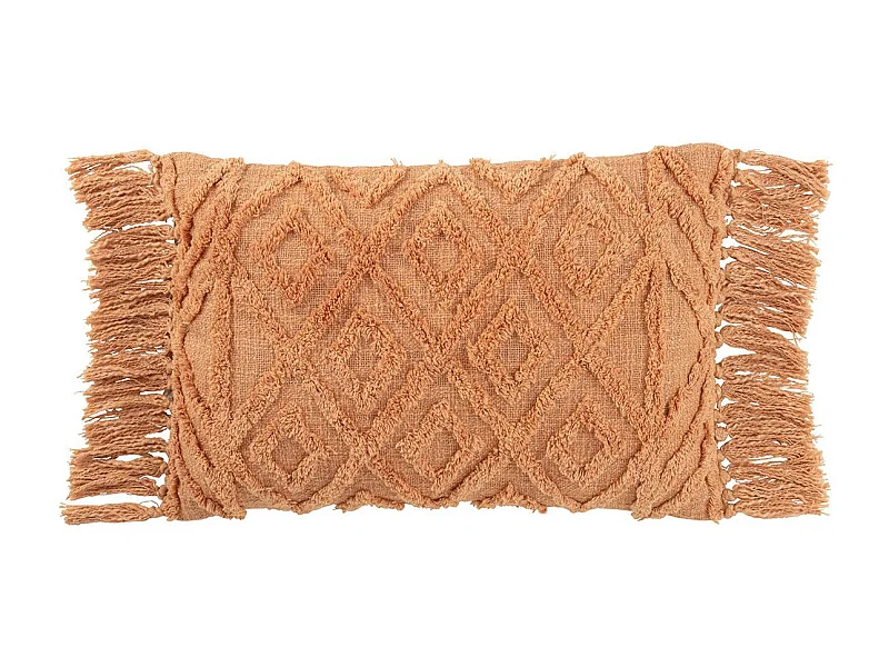 Coussin Déco Pompons "Amalia" 40x78cm Corail