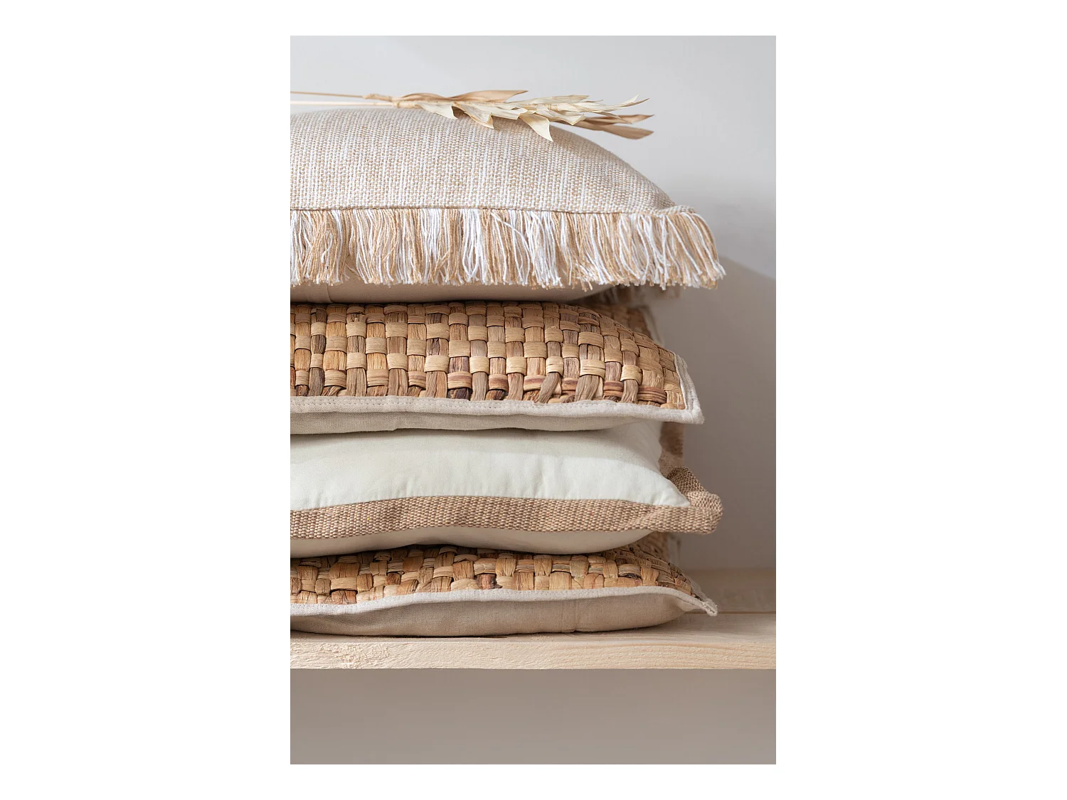 Coussin Déco Carré "Mayssa" 45x45cm Naturel