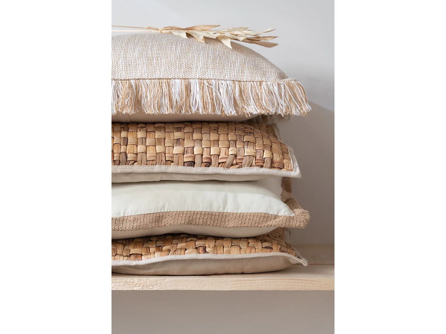 Coussin Déco Carré "Mayssa" 45x45cm Naturel