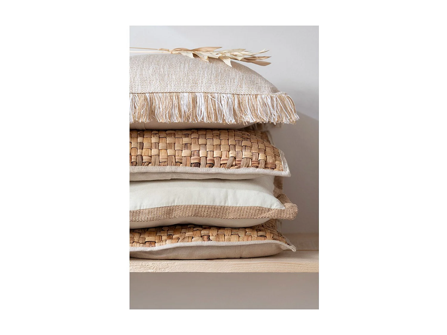 Coussin Déco Carré "Mayssa" 45x45cm Naturel