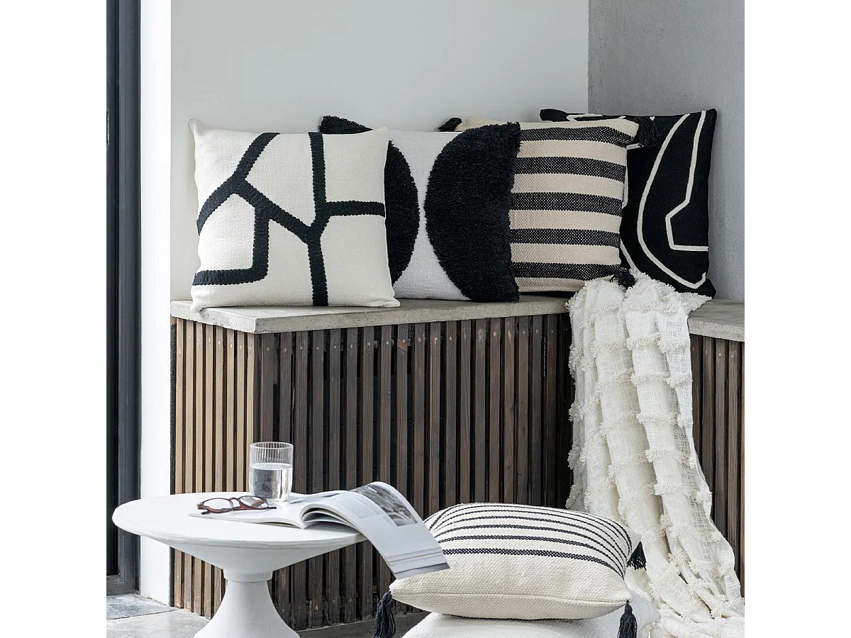 Coussin Déco "Demi-Cercle" 45x45cm Noir