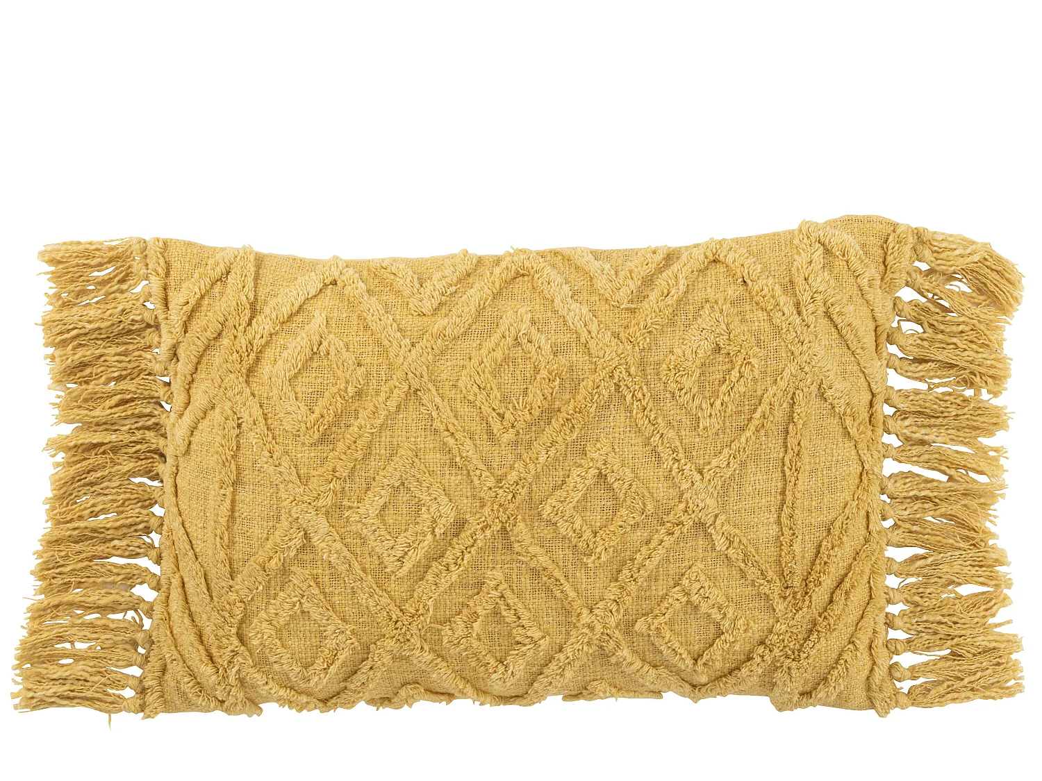 Coussin Déco Pompons "Amalia" 40x78cm Moutarde