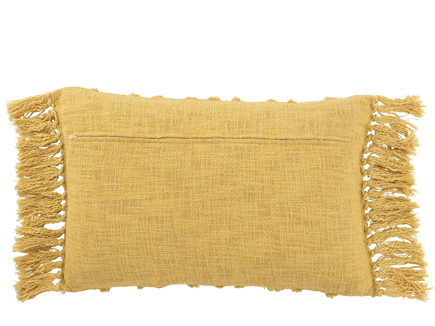 Coussin Déco Pompons "Amalia" 40x78cm Moutarde