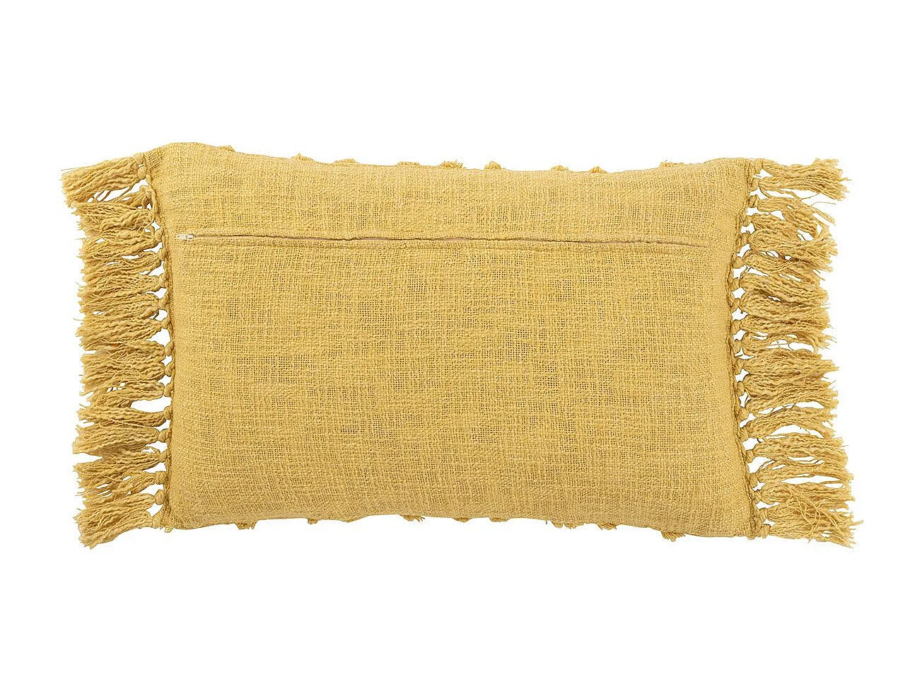 Coussin Déco Pompons "Amalia" 40x78cm Moutarde