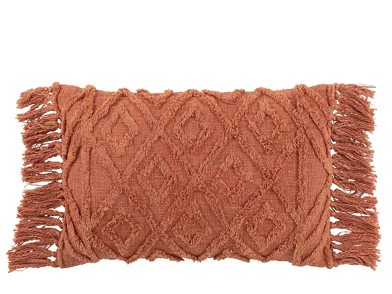 Coussin Déco Pompons "Amalia" 37x78cm Terracotta