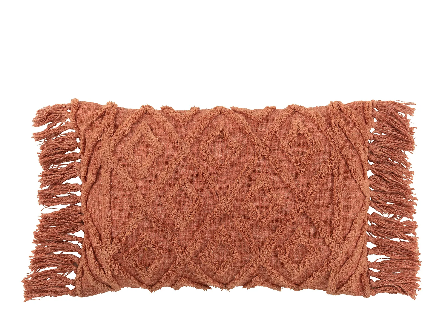 Coussin Déco Pompons "Amalia" 37x78cm Terracotta
