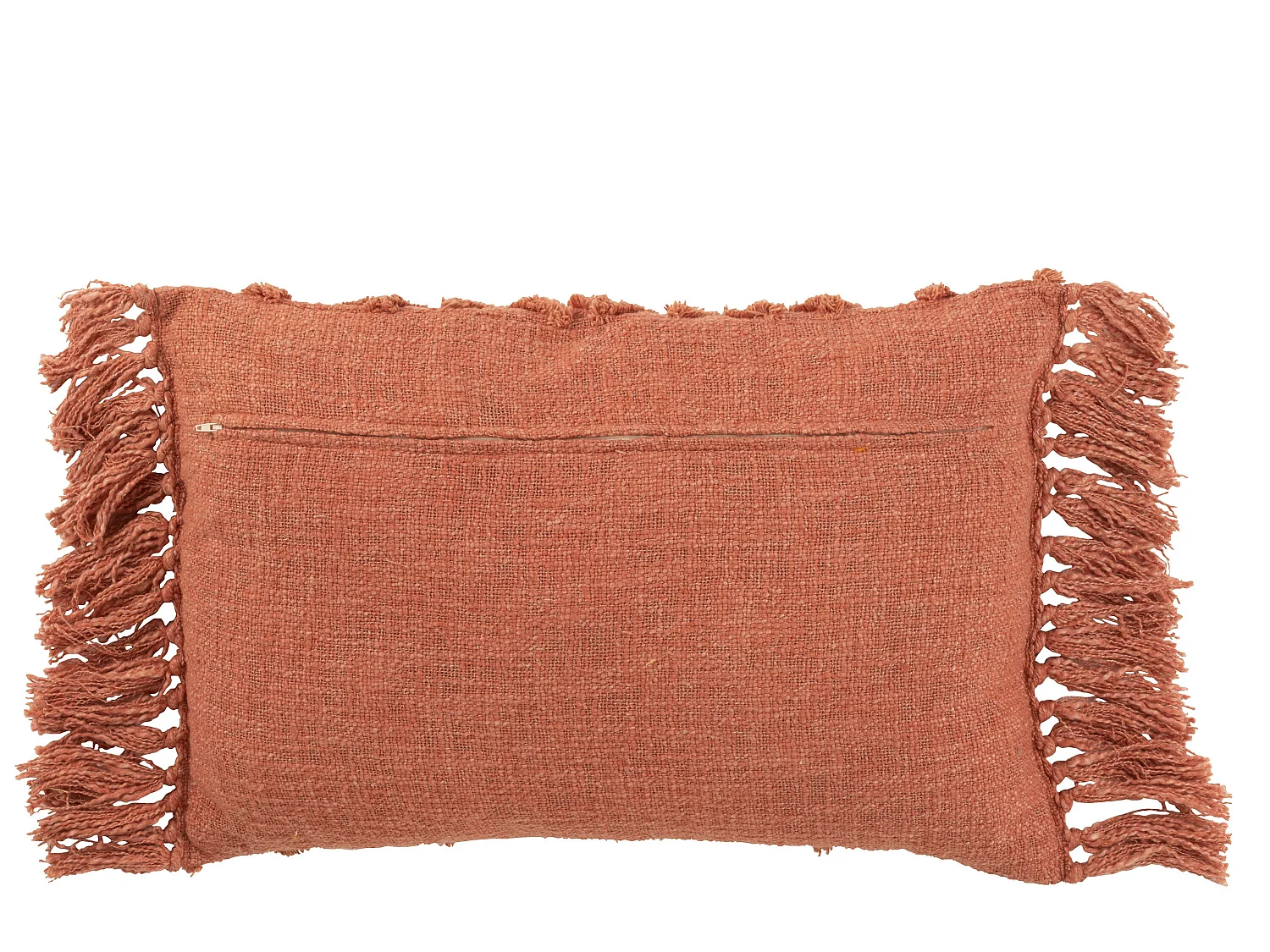 Coussin Déco Pompons "Amalia" 37x78cm Terracotta