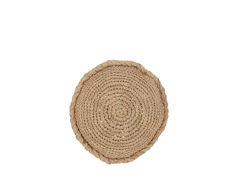 Coussin Déco Rond "Mayssa" 36x36cm Naturel