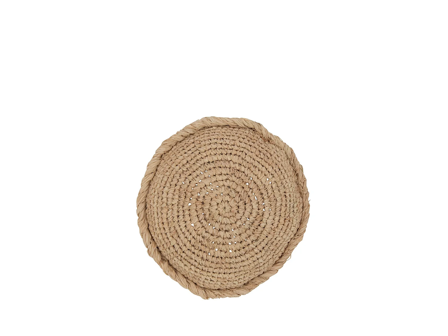 Coussin rond 1 cote roseau/textile naturel 34x34x10cm