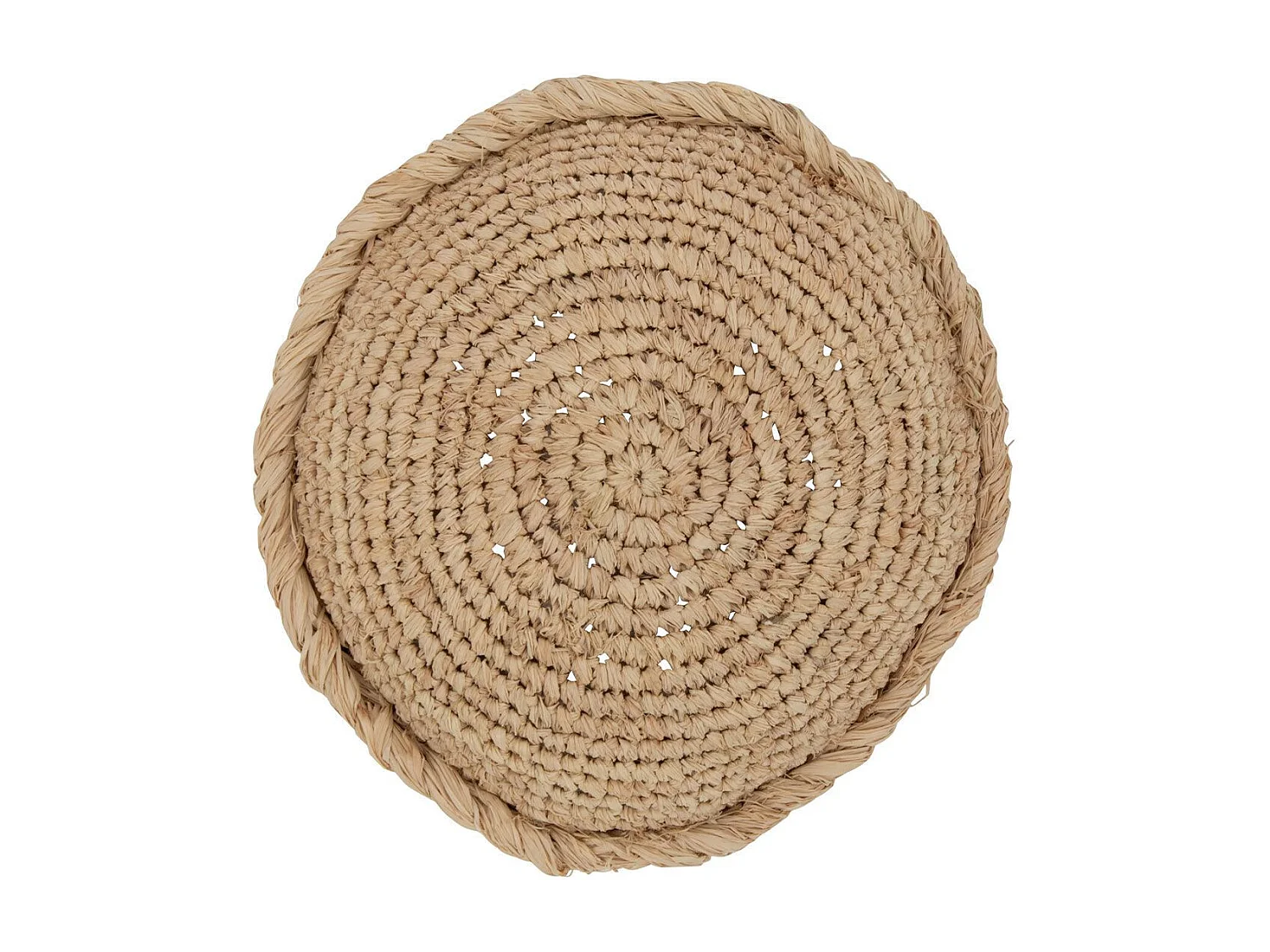 Coussin Déco Rond "Mayssa" 36x36cm Naturel